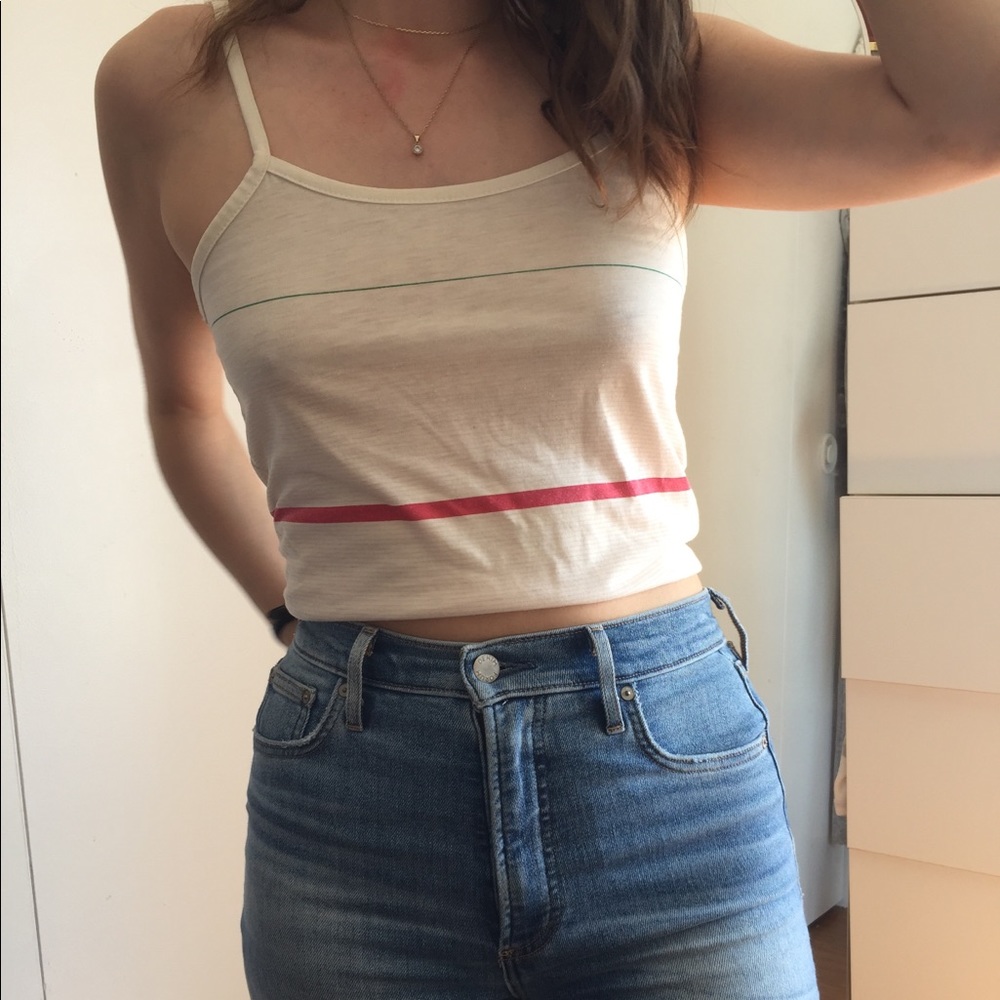 VINTAGE stripped cami tank top white